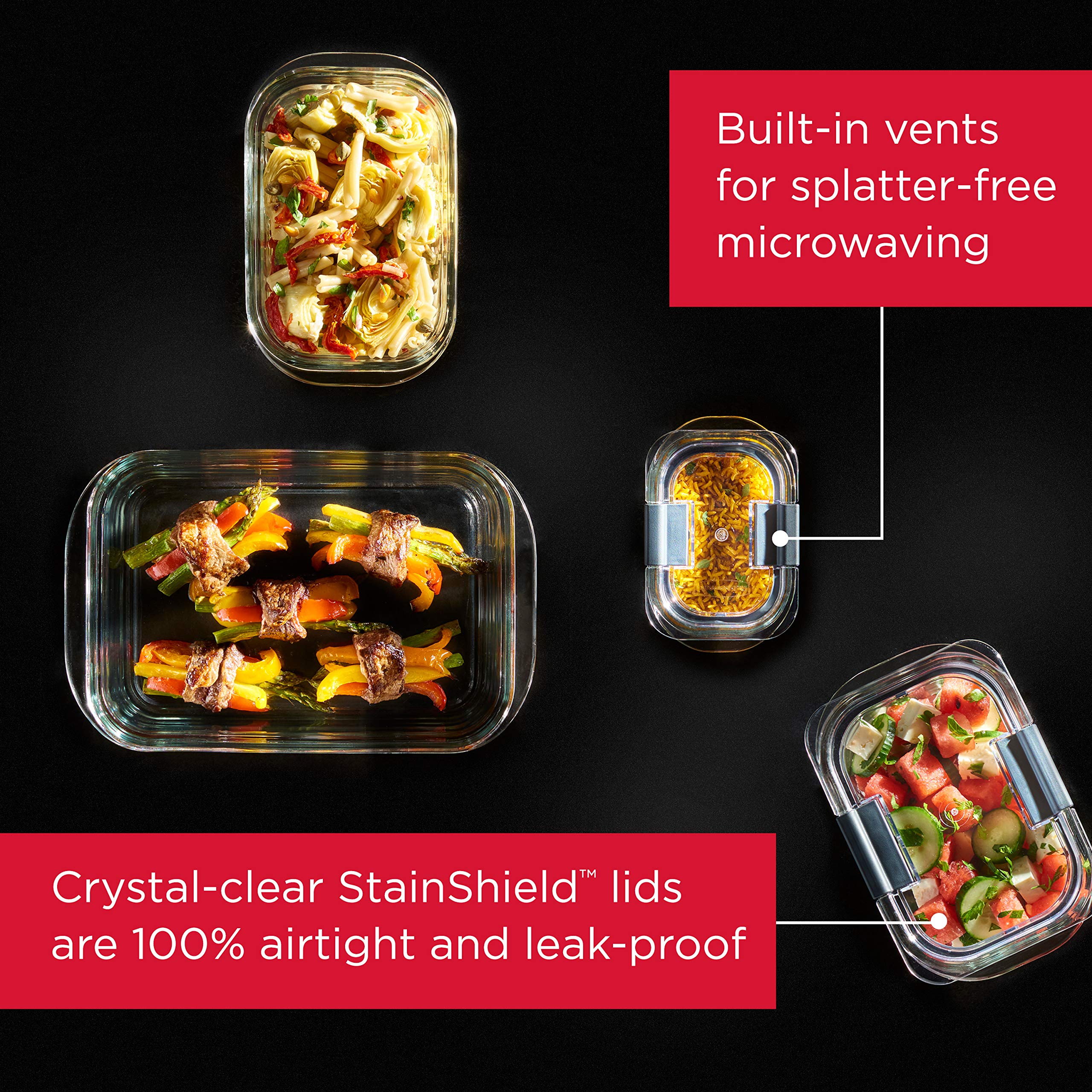 Rubbermaid Brilliance gros plan sur couvercle et joint hermétique pour évitement fuites