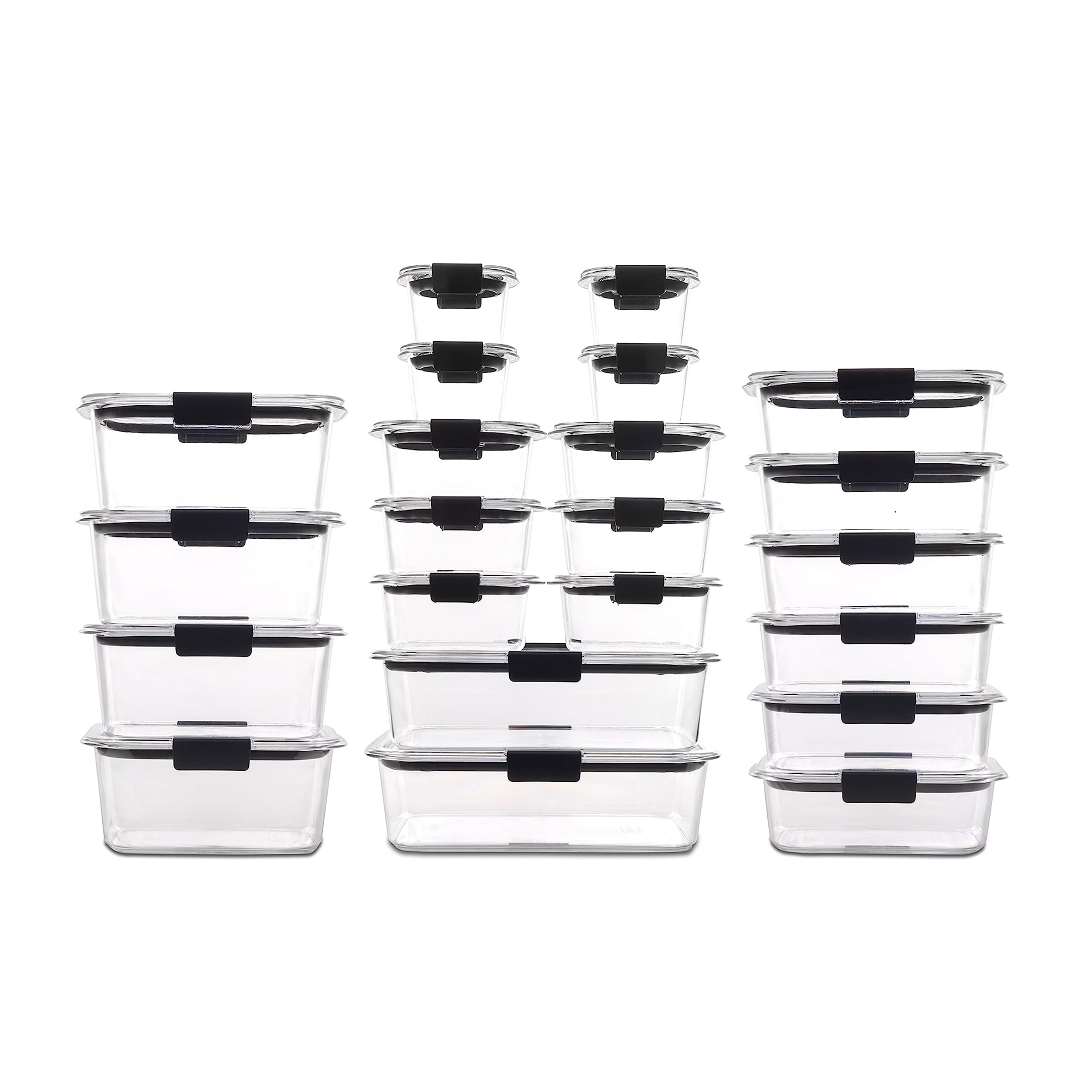 Rubbermaid Brilliance contenants ouverts avec couvercles illustrant modularité pratique