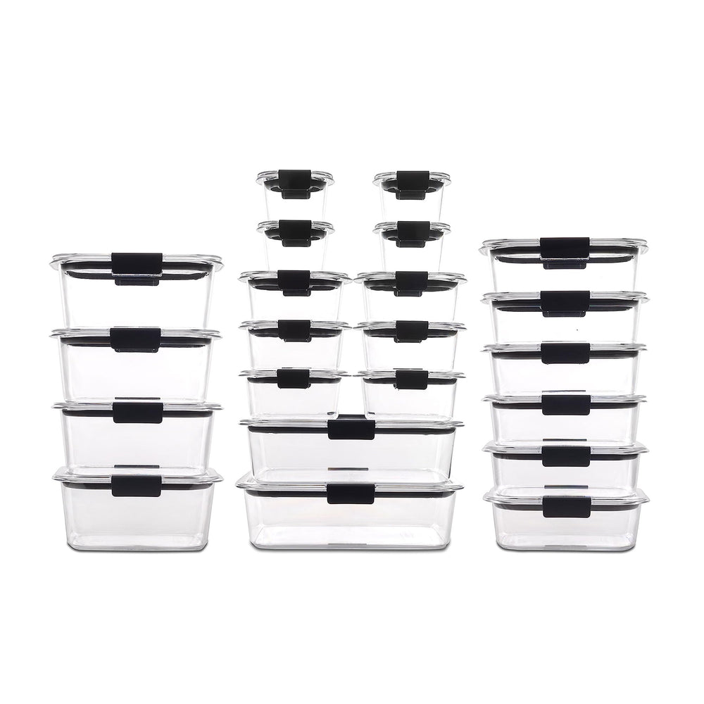 Rubbermaid Brilliance contenants ouverts avec couvercles illustrant modularité pratique