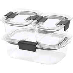 Rubbermaid boîtes face avant montrant design transparent et gain de place