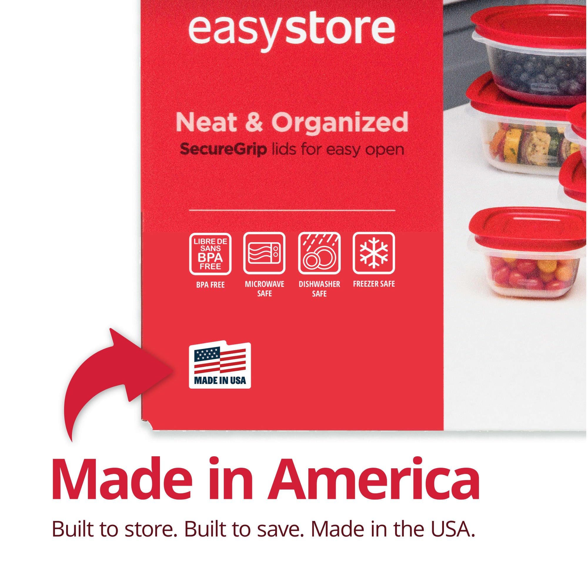 Rubbermaid gros plan couvercle nervuré garantissant empilement stable
