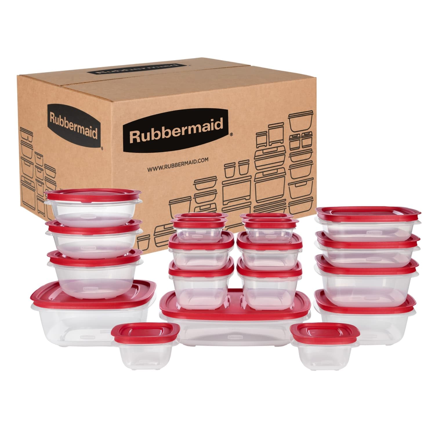 Rubbermaid EasyStore packaging vue de face montrant l'ensemble et gain de place