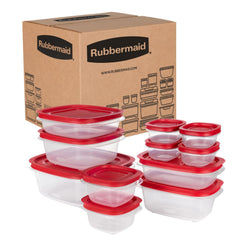 Rubbermaid vue avant du pack 22 pièces montrant boîtes et couvercles pour un rangement optimisé