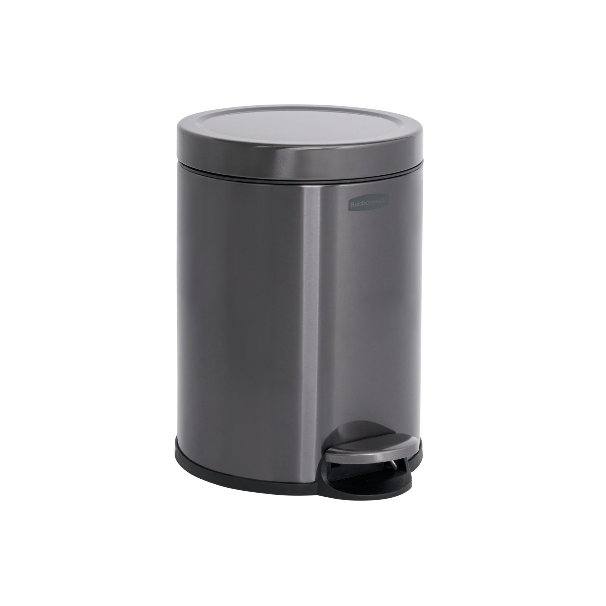 Rubbermaid vue de face poubelle charcoal, design compact et élégant