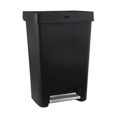 Rubbermaid face avant de la poubelle noire montrant design élégant et praticité
