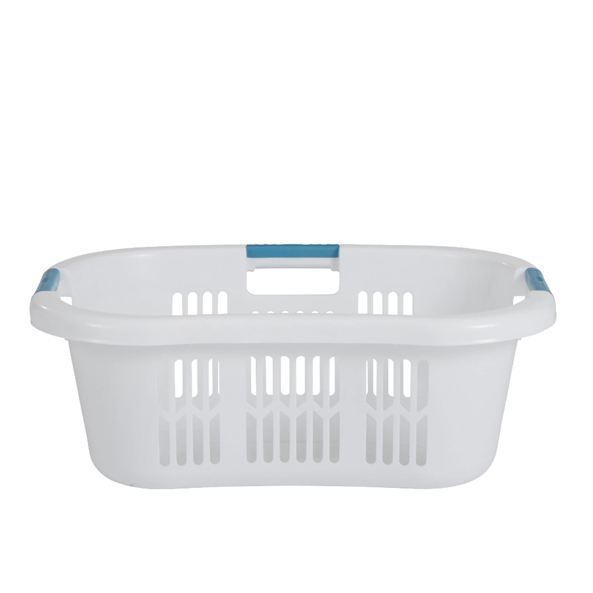 Rubbermaid gros plan sur les poignées bleues avec grip confortable pour un transport aisé