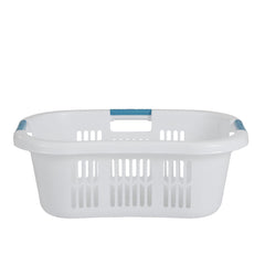 Rubbermaid gros plan sur les poignées bleues avec grip confortable pour un transport aisé