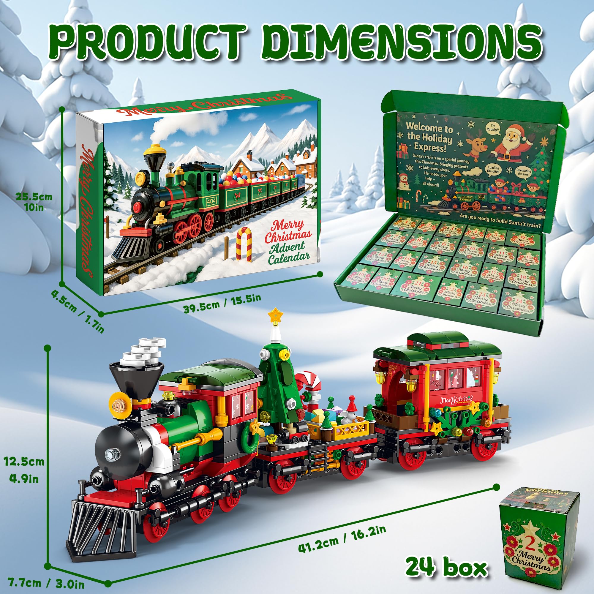 Rubypop train complet décoré prêt à exposer comme décoration de Noël