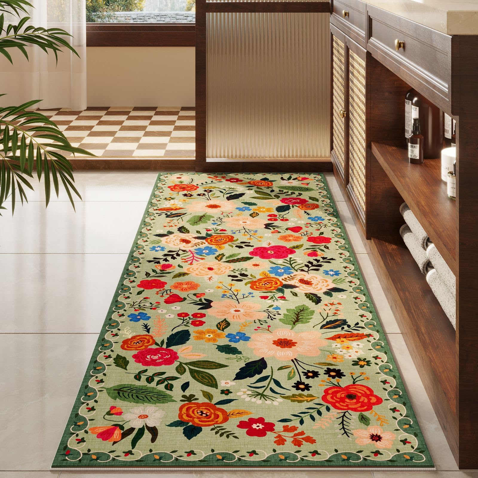 Rugcomf tapis à côté d’une chaise pour comparer l’échelle et l’ajustement pièce