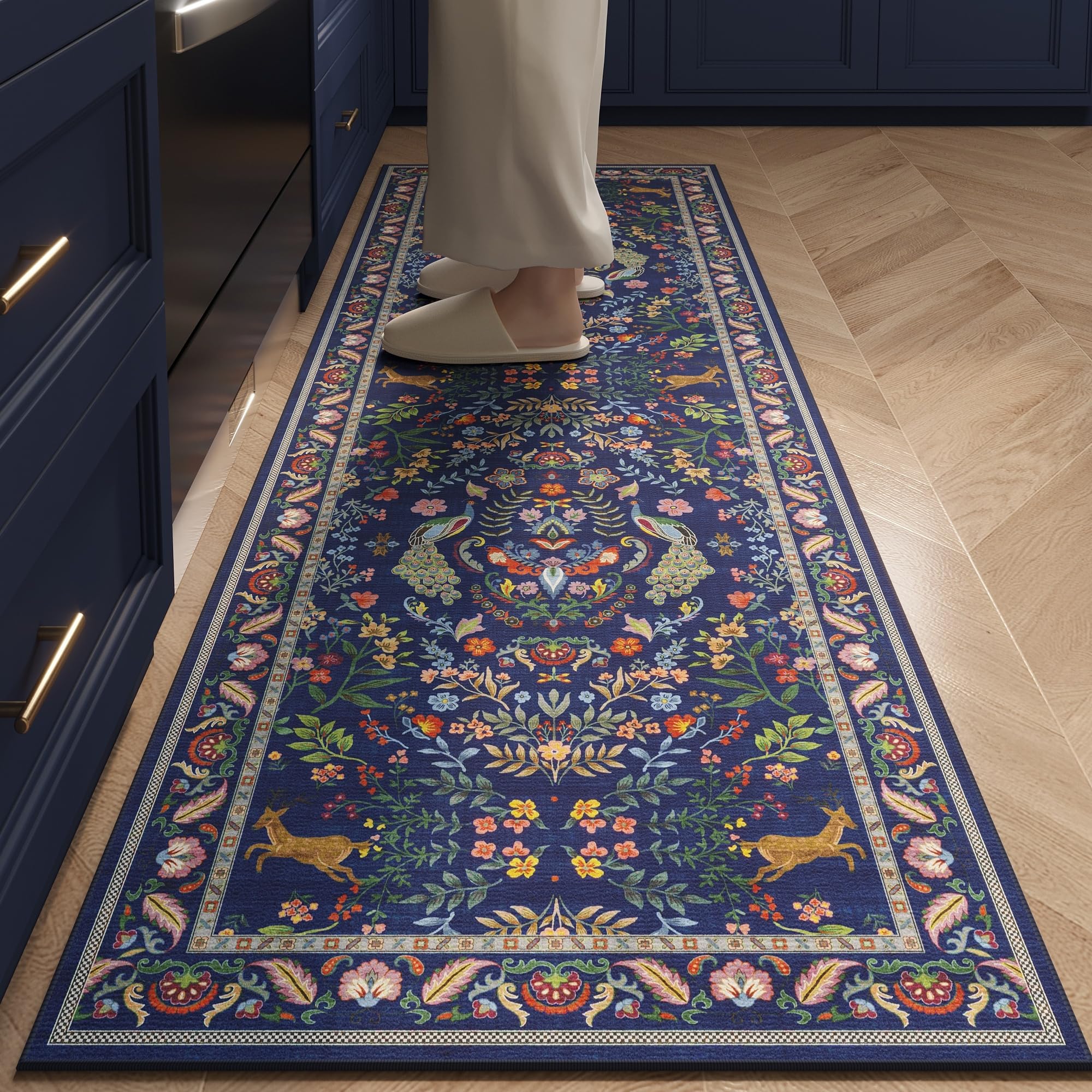 Rugcomf vue avant du motif floral vibrant apportant style et couleur