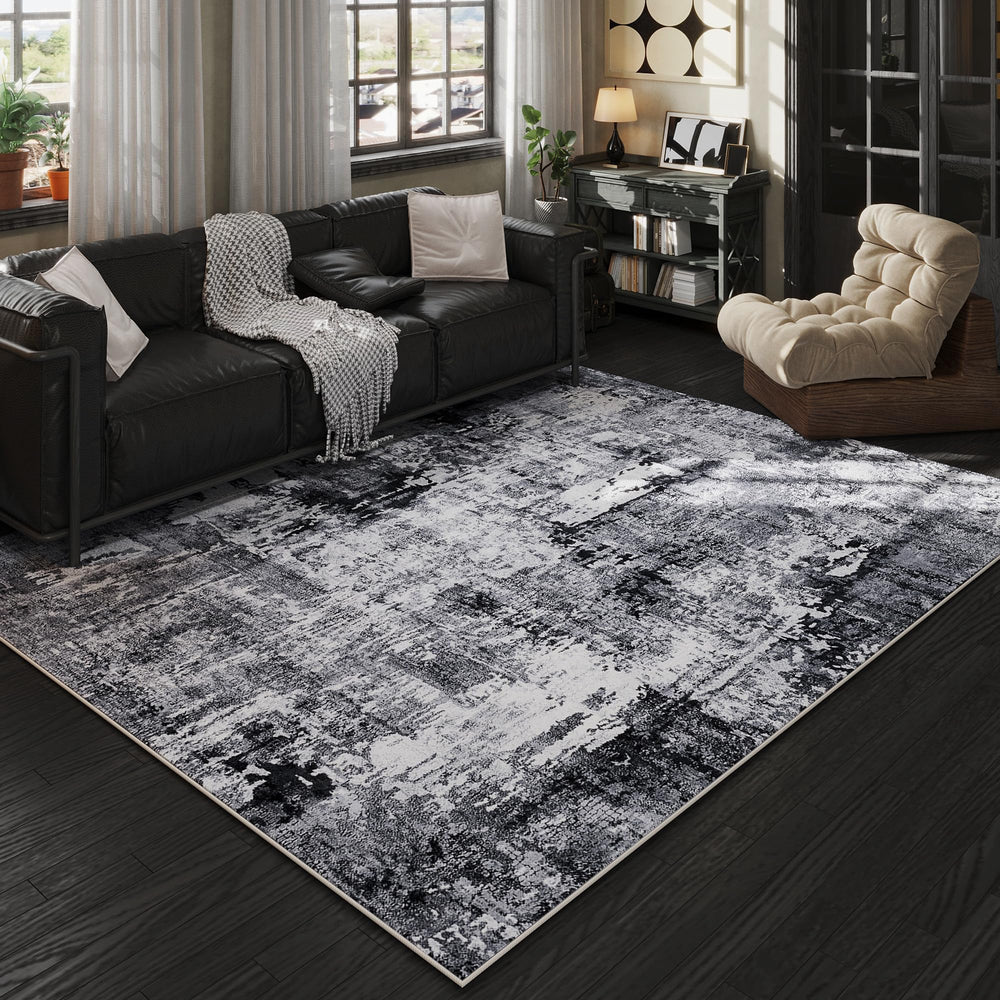 Rugcomf tapis face avant 5x7 design abstrait, apporte élégance au salon