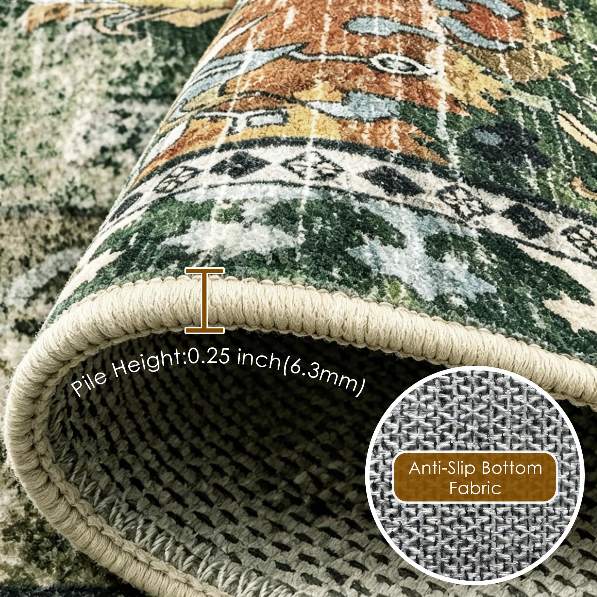 RUGSURE bordure ornementale et médallion central ajoutant cachet