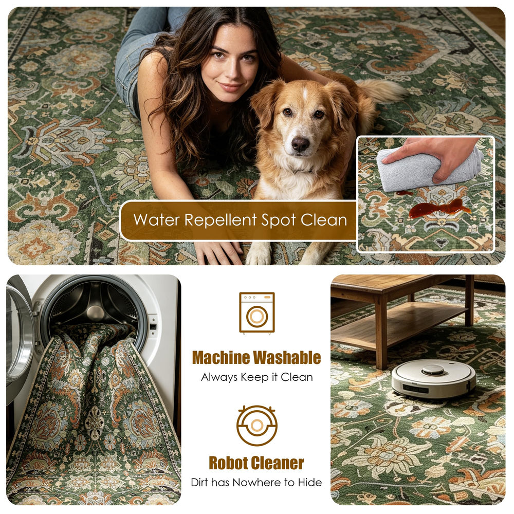 RUGSURE tapis déroulé sans plis démontrant facilité d'usage