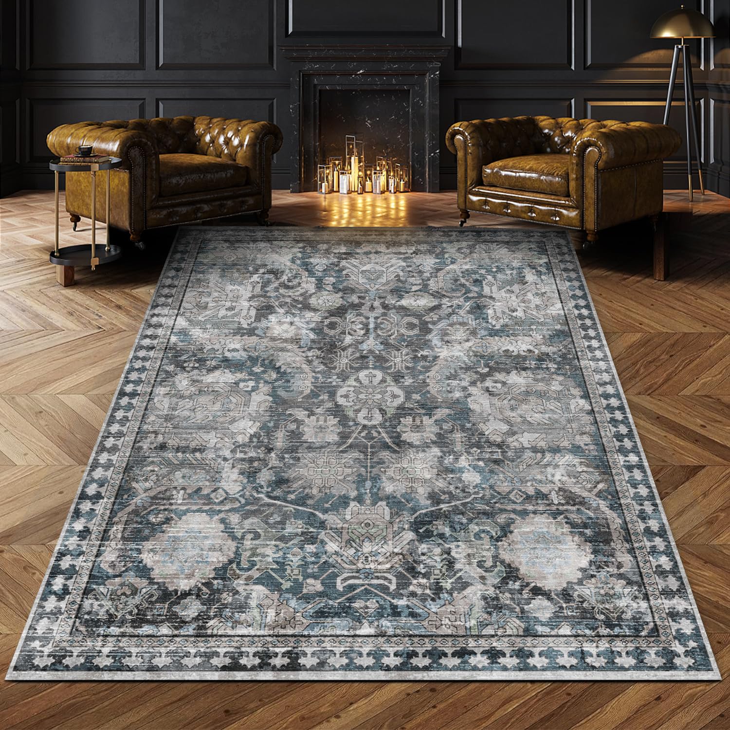 RUGSURE vue frontale du tapis 3'x5' montrant le motif et l'équilibre esthétique