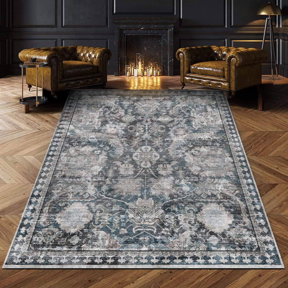 RUGSURE vue frontale du tapis 3'x5' montrant le motif et l'équilibre esthétique