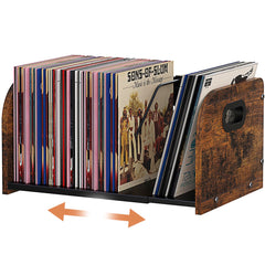 RUILALIFE vue avant du présentoir vinyles, rangement stable et esthétique