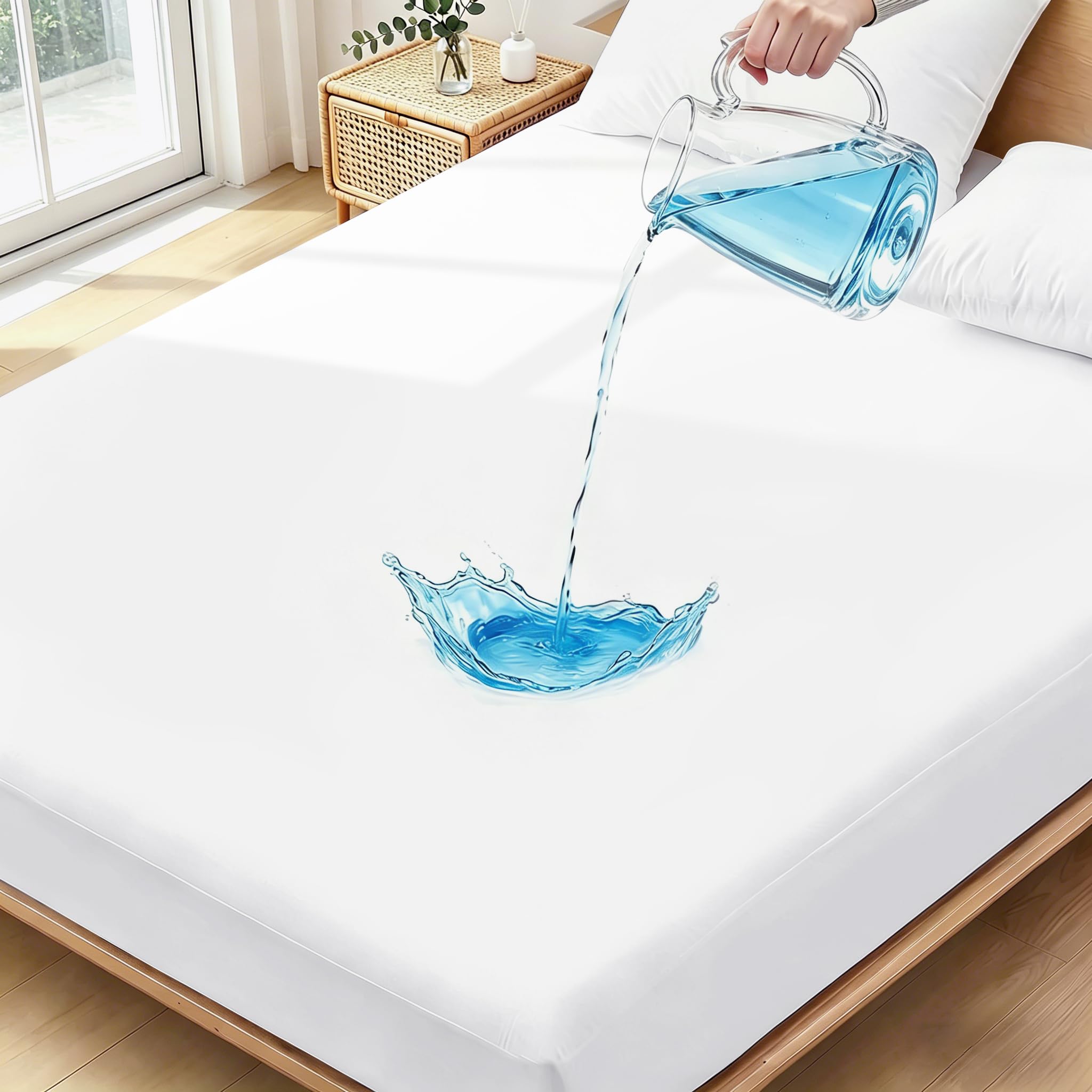 Ruili visage avant du protège-matelas king montrant ajustement et protection