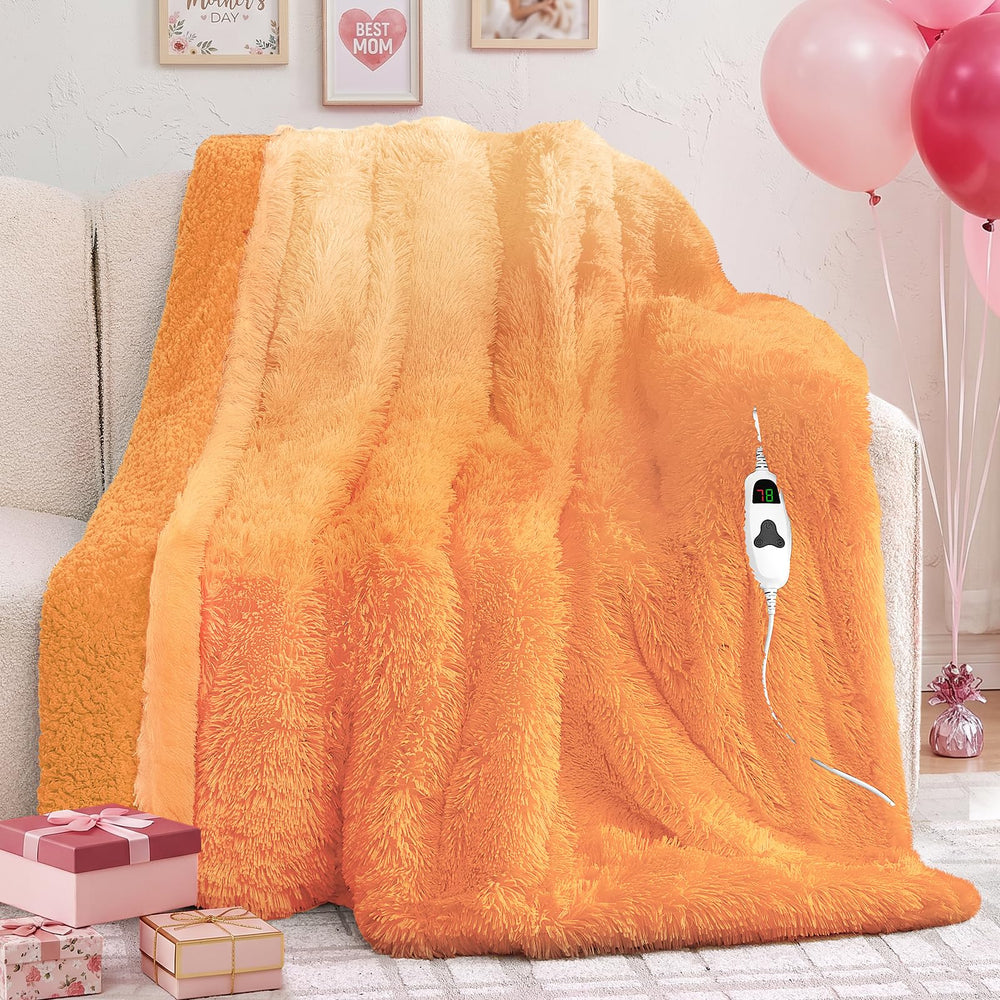 RUJIPO plaid devant en Cocoa Brown montrant design dégradé et chaleur esthétique
