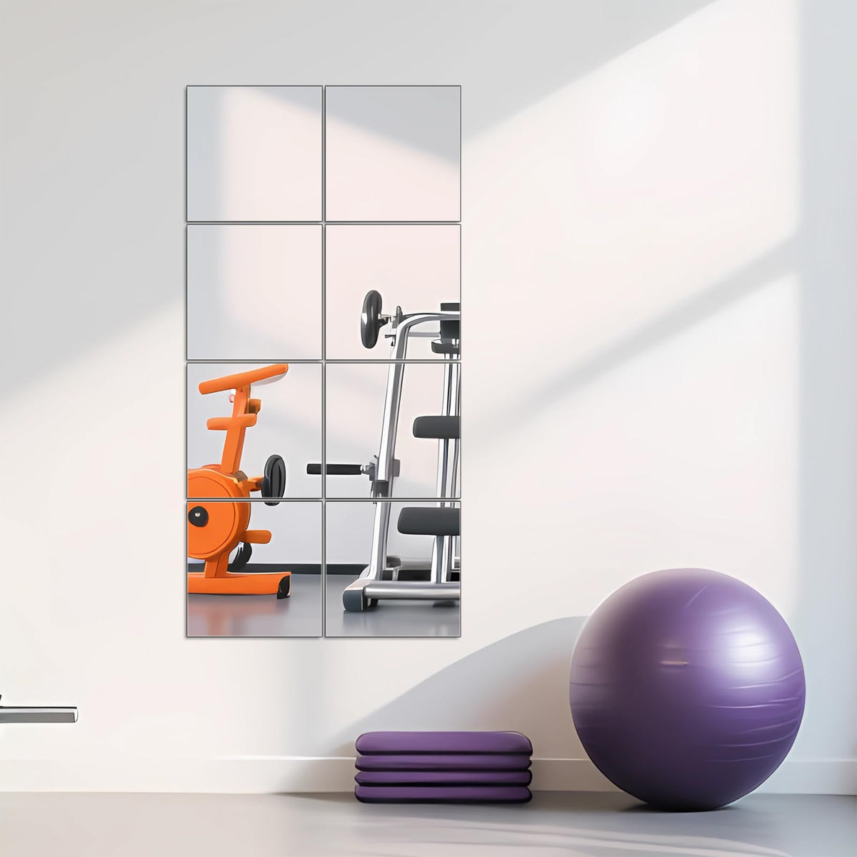 Ruomeng vue de face des huit carreaux assemblés pour miroir pleine longueur et esthétique