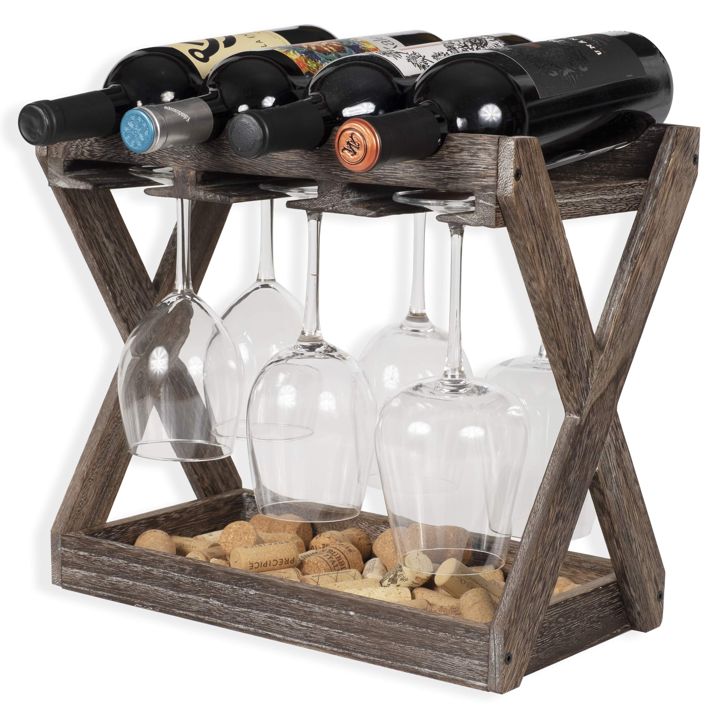 Rustic State vue avant du range-vins noyer, organisation compacte