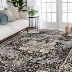 RUUGME tapis 5x7 installé dans un salon apportant confort et style chaleureux
