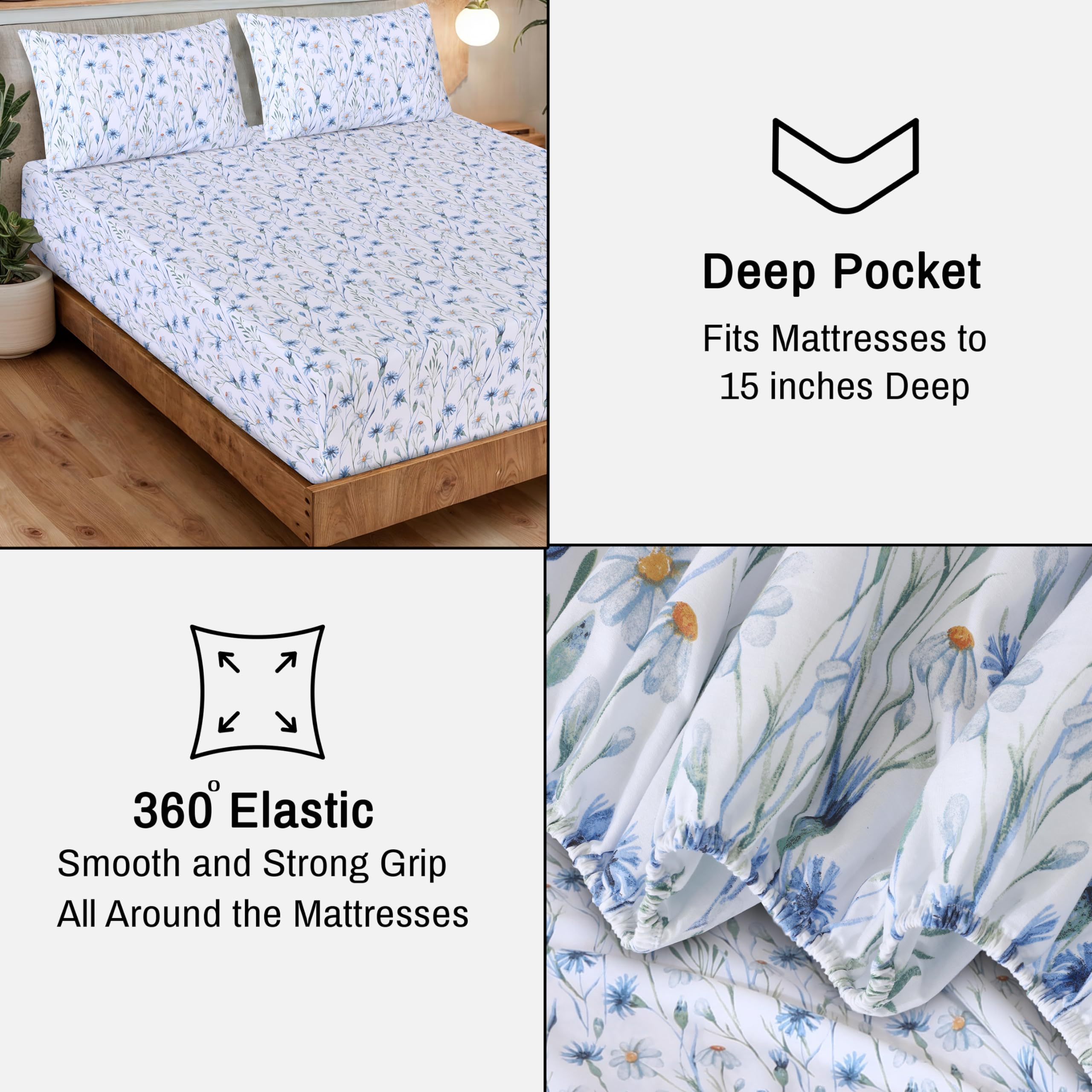 RUVANTI drap-housse sur matelas épais illustrant adaptabilité 10–15 pouces