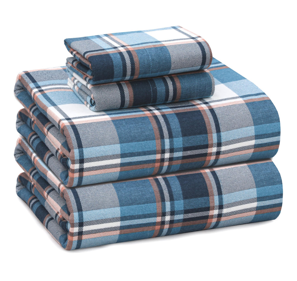RUVANTI ensemble de draps en flanelle montrant la face et finition, confort instantané