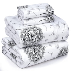 RUVANTI ensemble Dandelion posé sur lit, aspect frais et accueillant
