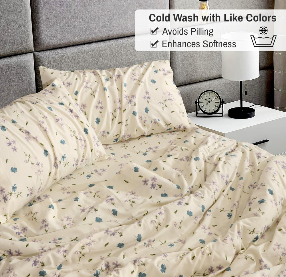 RUVANTI lit fait avec draps Jasmin Crème ambiance chaleureuse et soignée