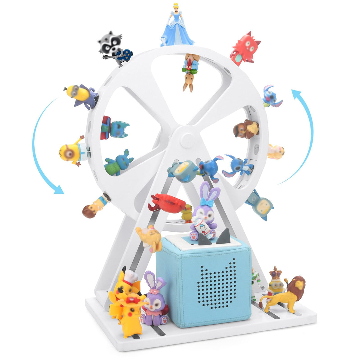 RZYLKA roue rotative frontale montrant figurines et tonic box pour rangement
