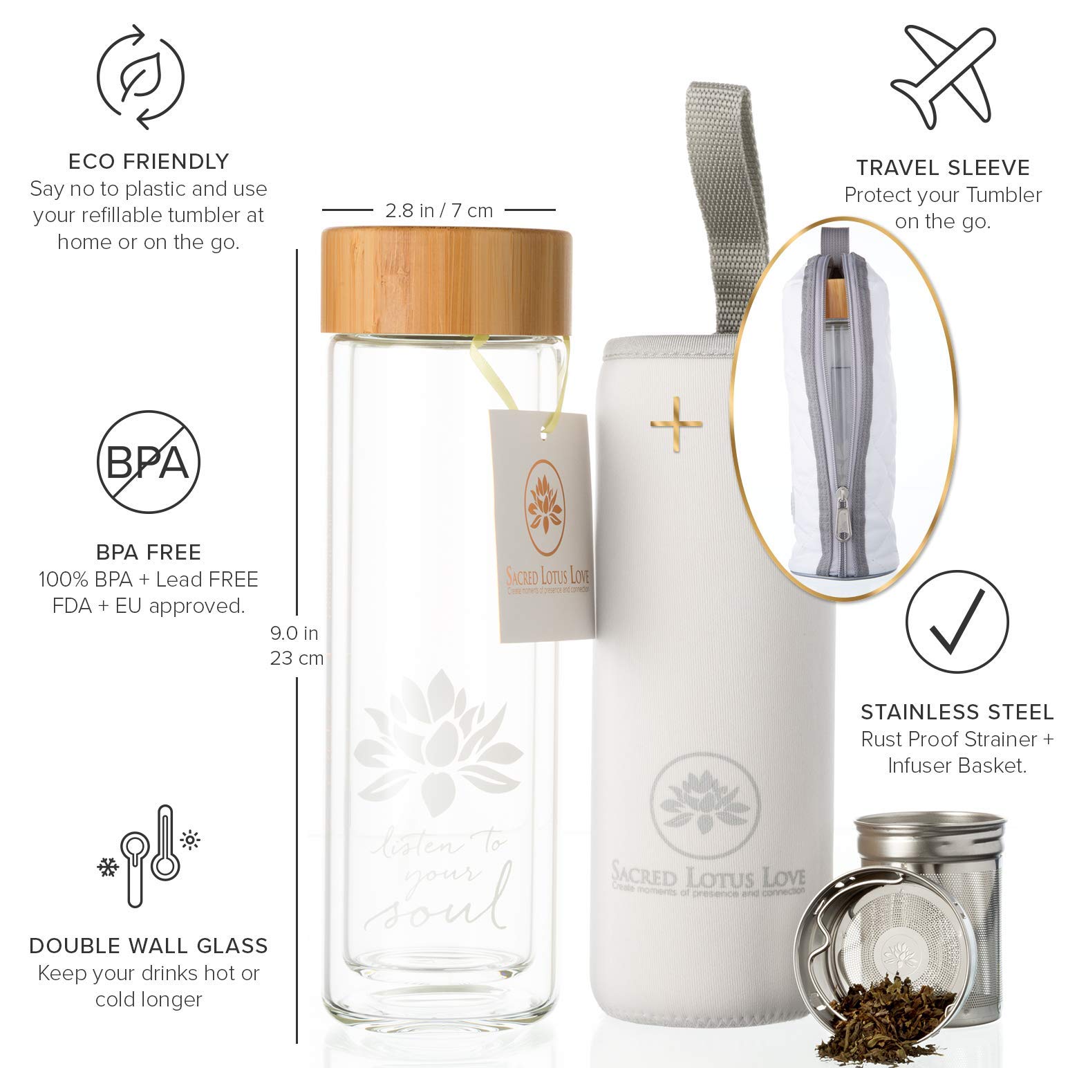 sacred lotus love tumbler utilisé après une séance de yoga, hydratation pratique