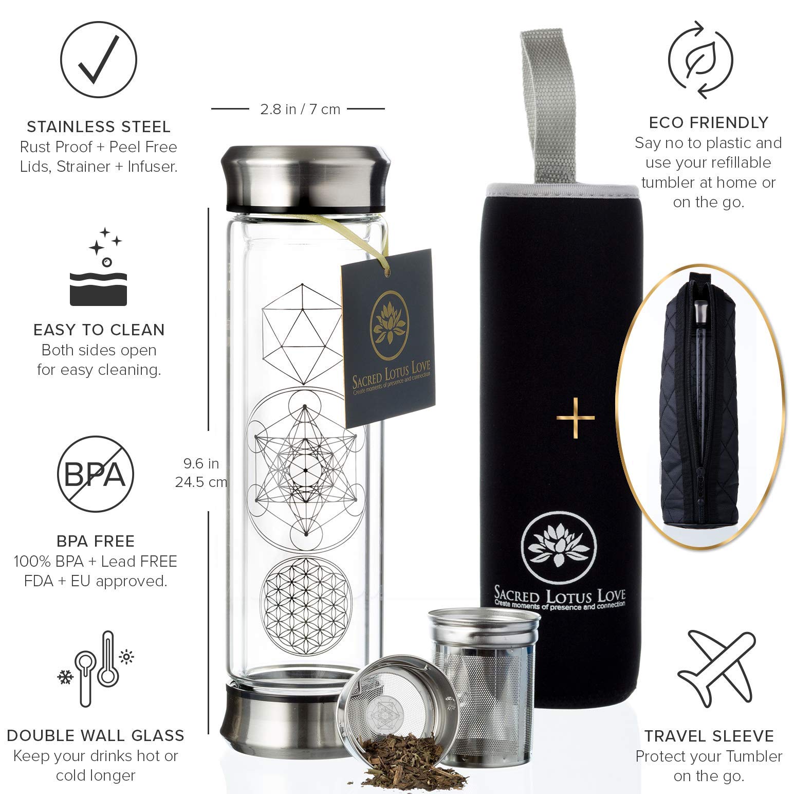 Sacred Lotus Love double paroi en verre, isolation et confort