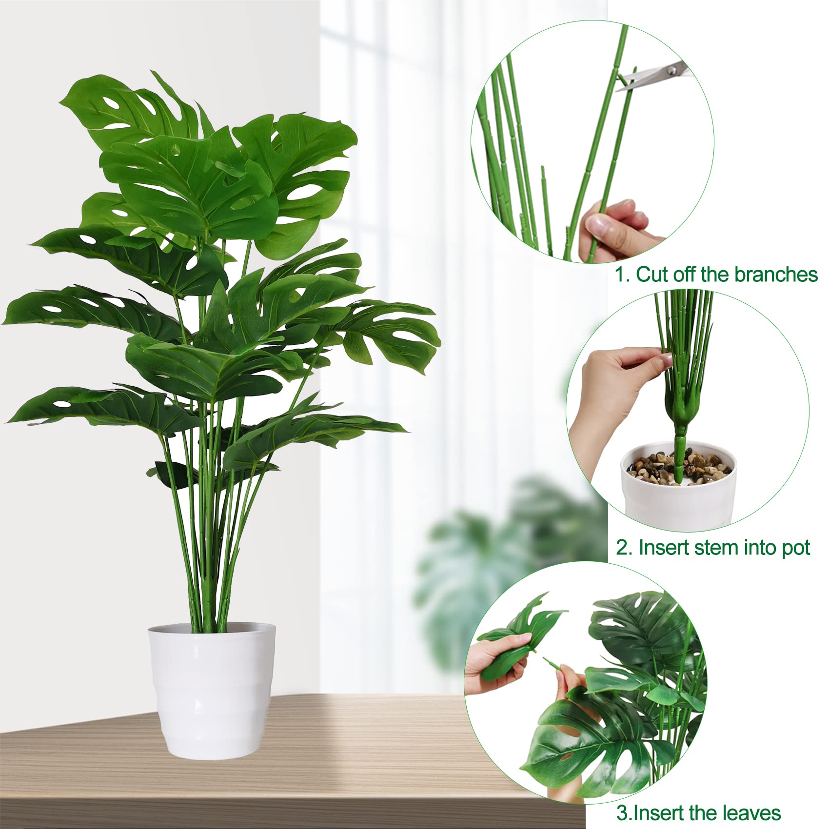 SAJANDAS gros plan feuilles Monstera réalistes apportant charme tropical