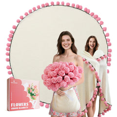 SALIMAH plaid devant montrant bouquet roulé et aspect cadeau