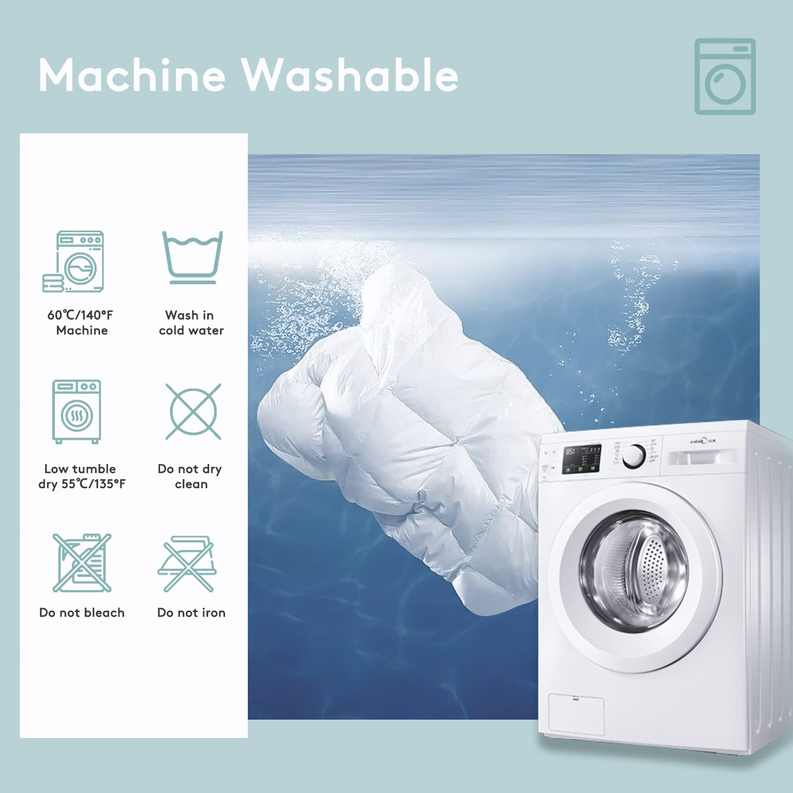 SameBed étiquette d'entretien, lavage facile pour longue durée