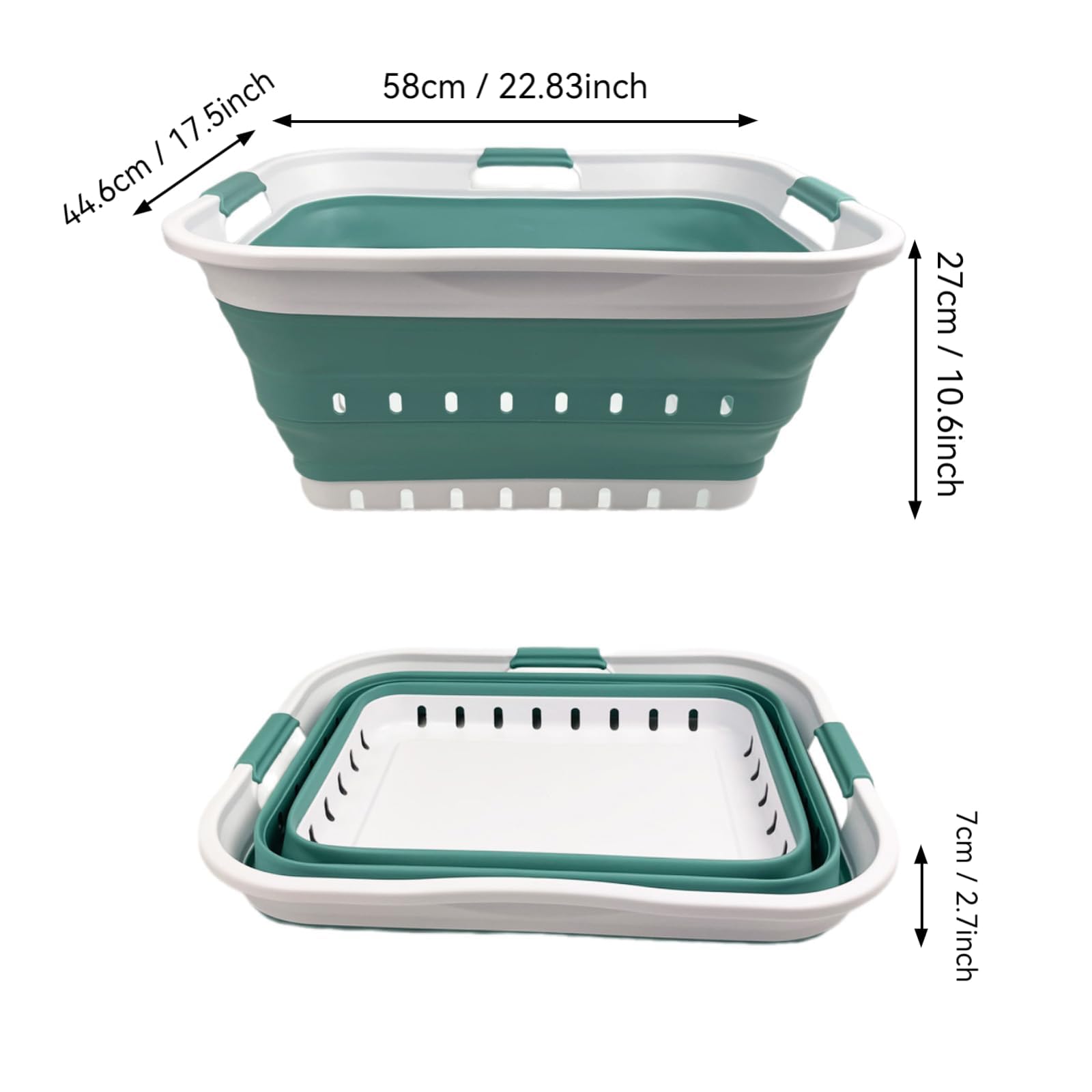 SAMMART panier déployé rempli de linge, capacité 42L pratique