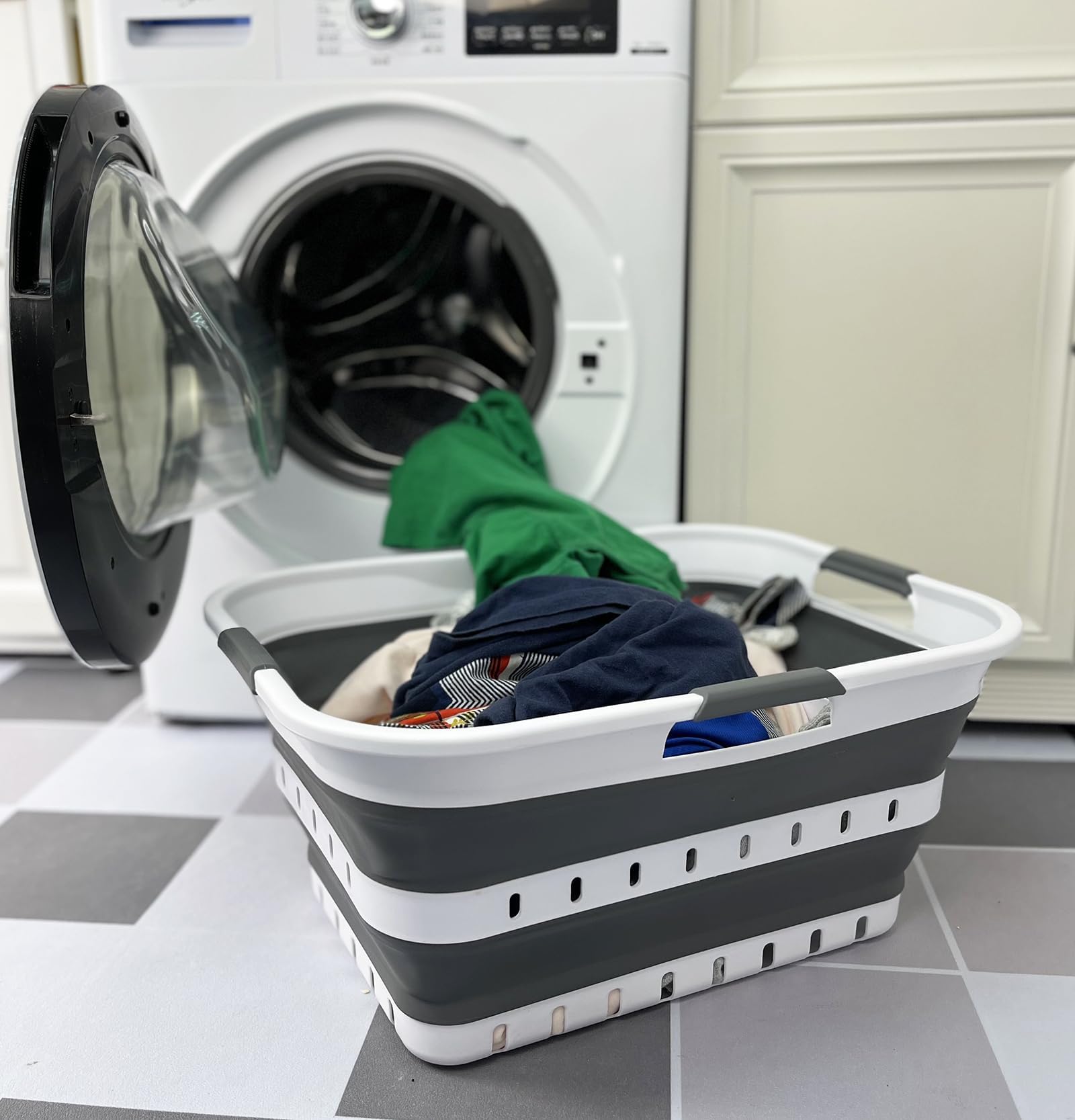 SAMMART vue frontale du panier déplié montrant volume et design pratique