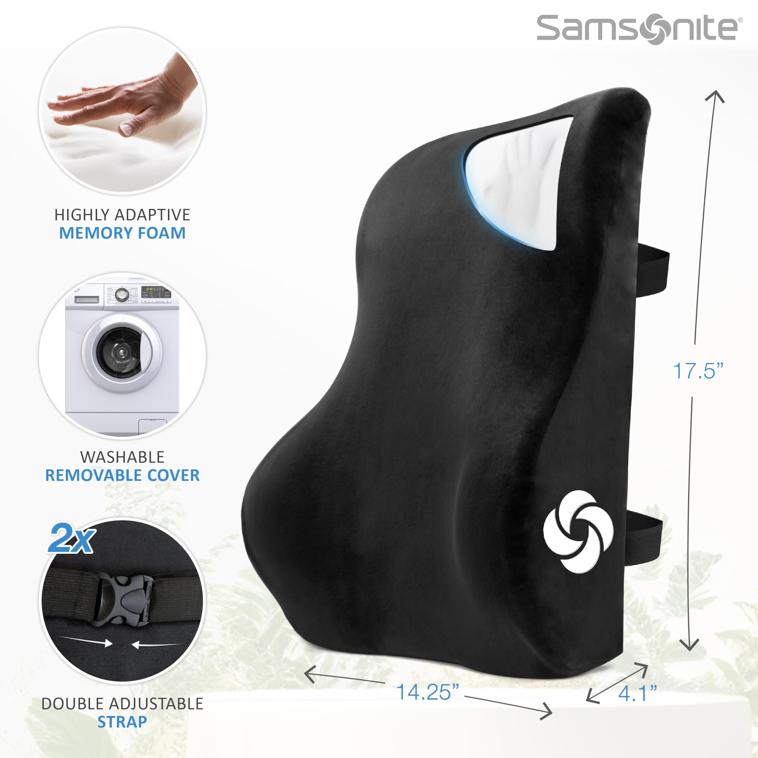 Samsonite coussin fixé sur siège de voiture pour confort en trajet