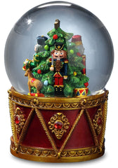 The San Francisco Music Box Company globe en situation sur manteau, ambiance festive