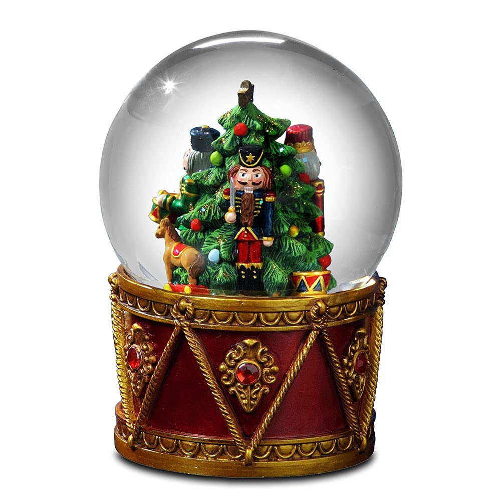 The San Francisco Music Box Company globe face avant montrant le tambour et la mélodie