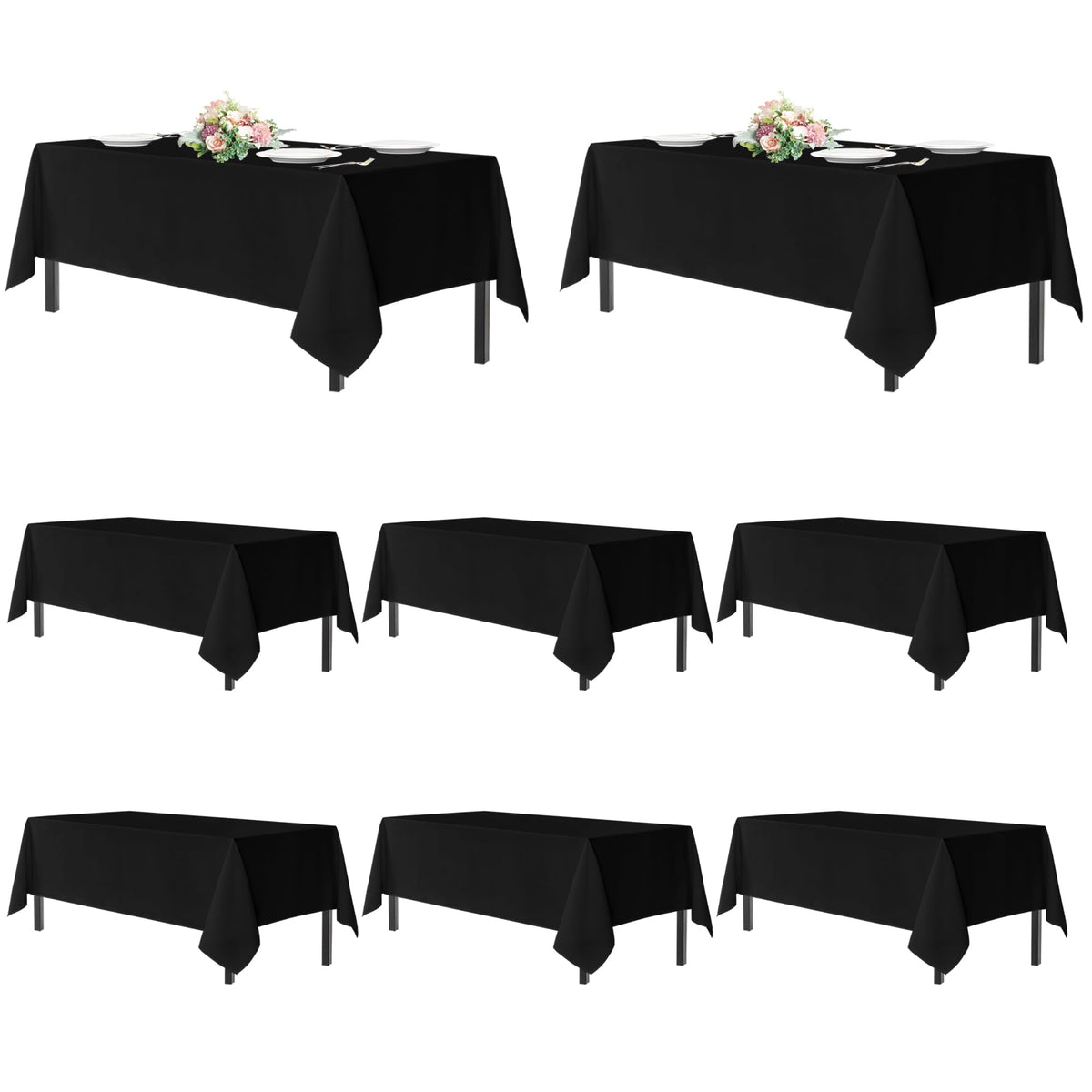 sancua vue avant du paquet de nappes noires, pratique pour événements