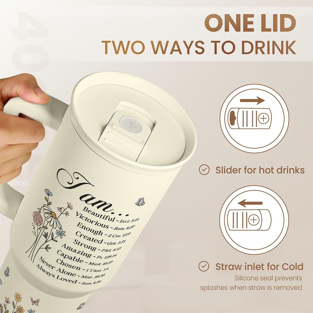 SANDJEST comparison de taille 40oz pour visualiser la contenance généreuse