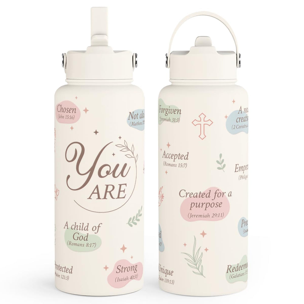 SANDJEST gourde 32oz vue de face montrant le design inspirant et la prise en main facile