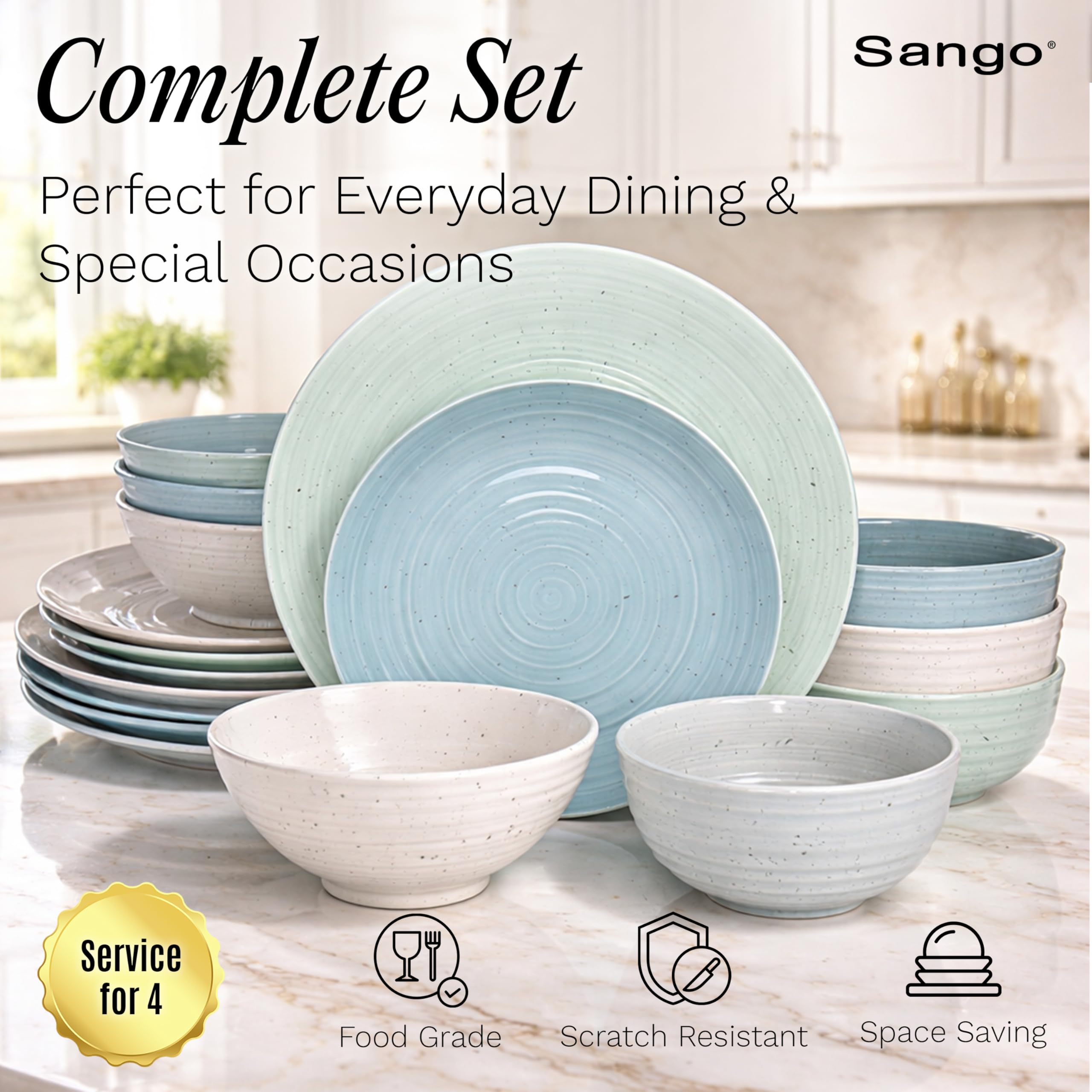 Sango Siterra assiette de dîner gros plan émail brillant pour présentation élégante