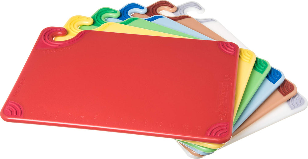 San Jamar planche face avant montrant couleurs assorties et rangement pratique