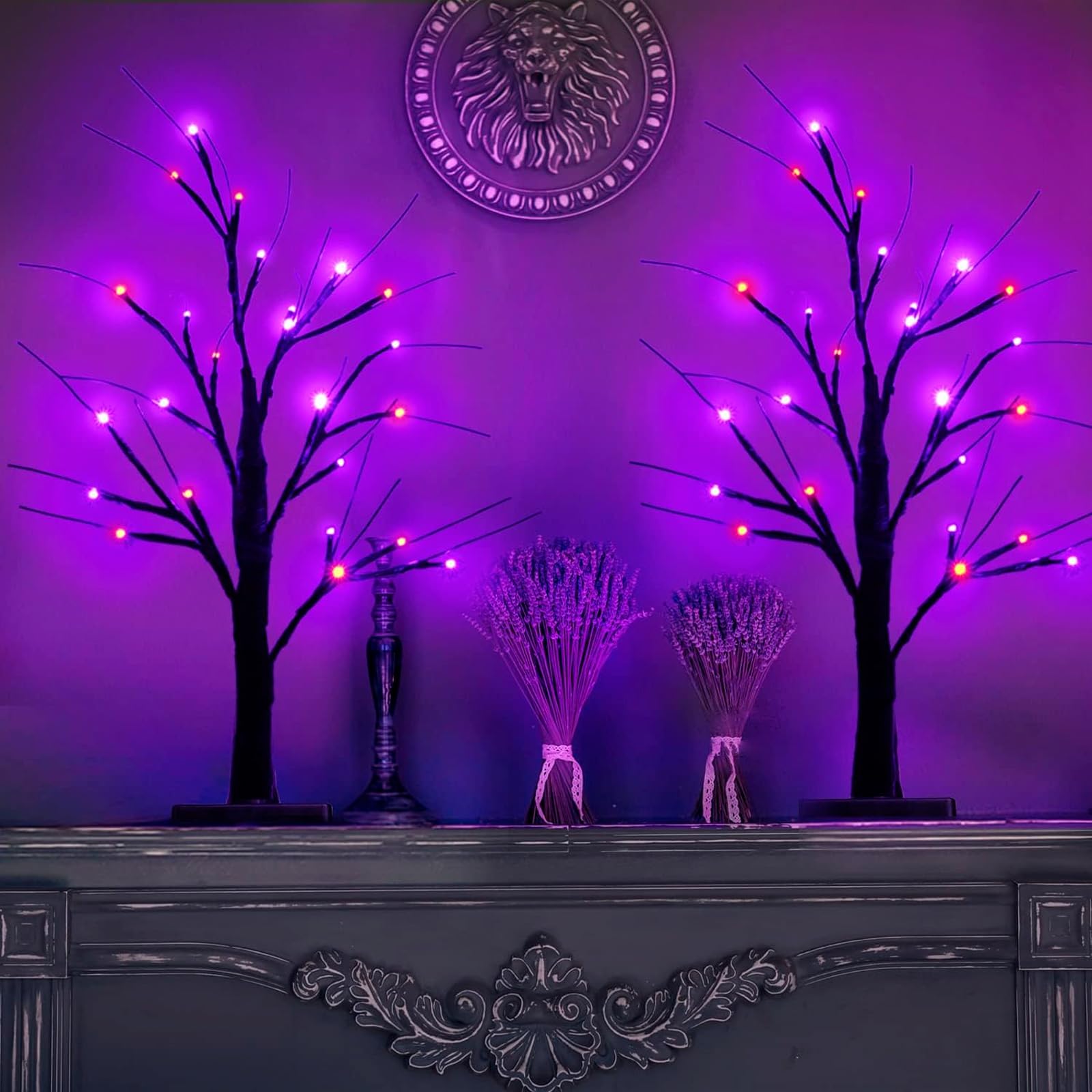 Gros plan LED SANJICHA orange et violet, lumière vive et contrastée