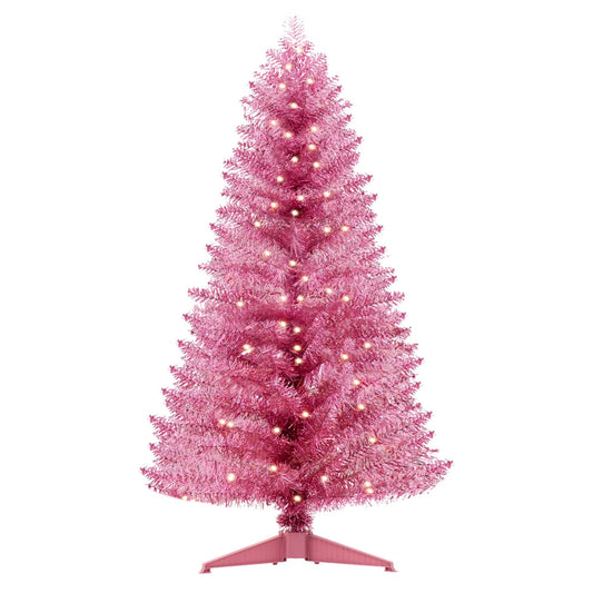 Santanelo sapin rose face avant, apporte une déco festive élégante