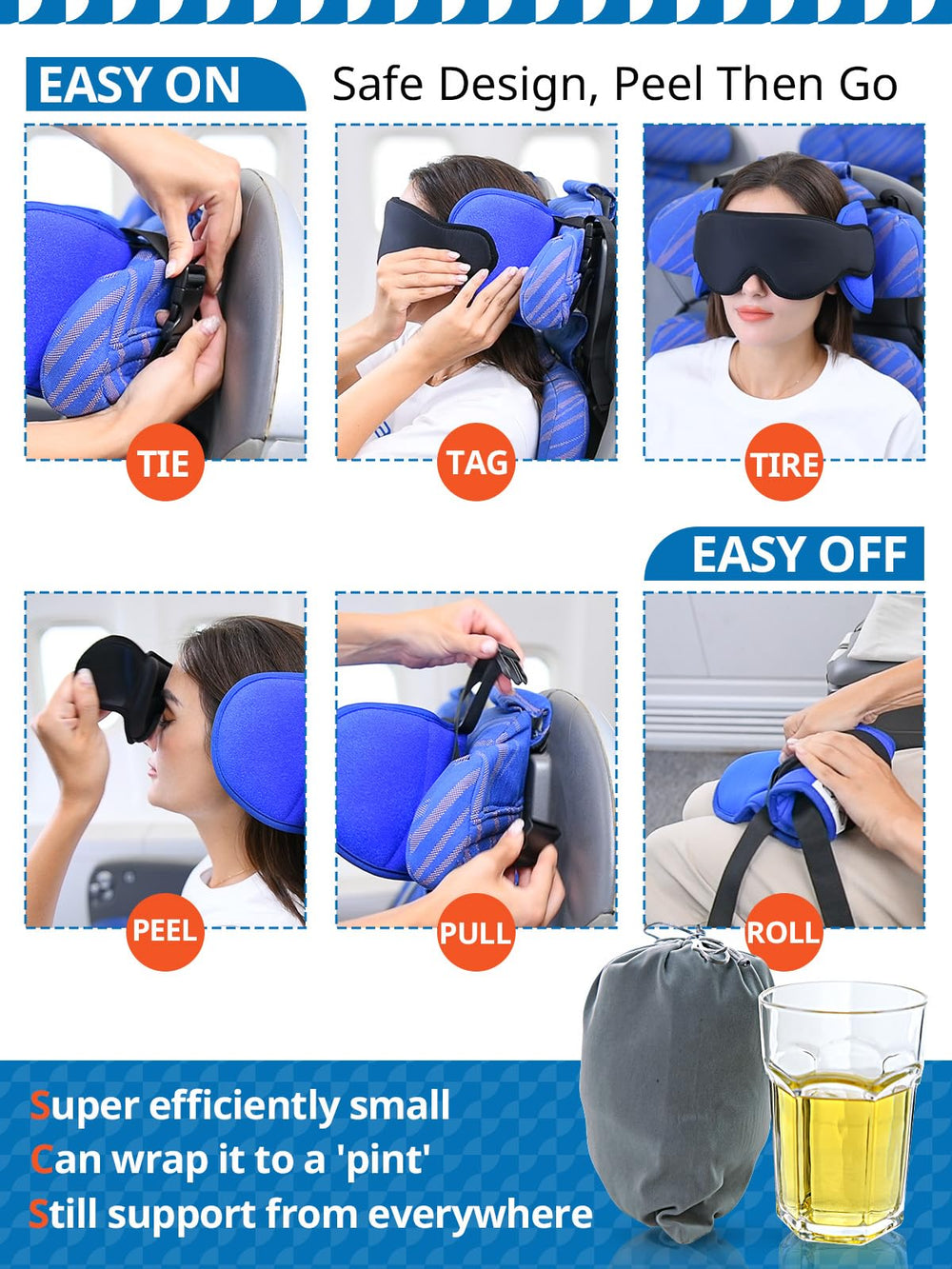 SARISUN coussin plié à côté d'une valise, gain de place en voyage