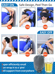 SARISUN coussin plié à côté d'une valise, gain de place en voyage