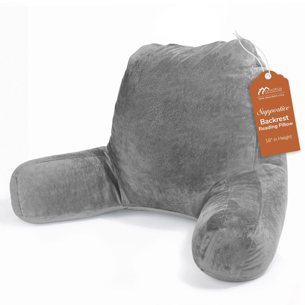 Sasttie avant du coussin de lecture en gris foncé montrant la forme et maintien